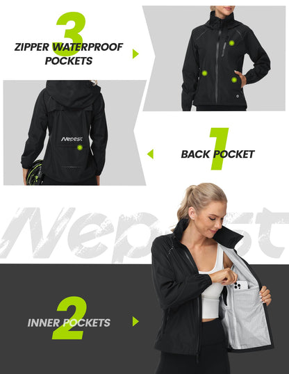 Waterproof Reflective Cycling Rain Jacket Hooded