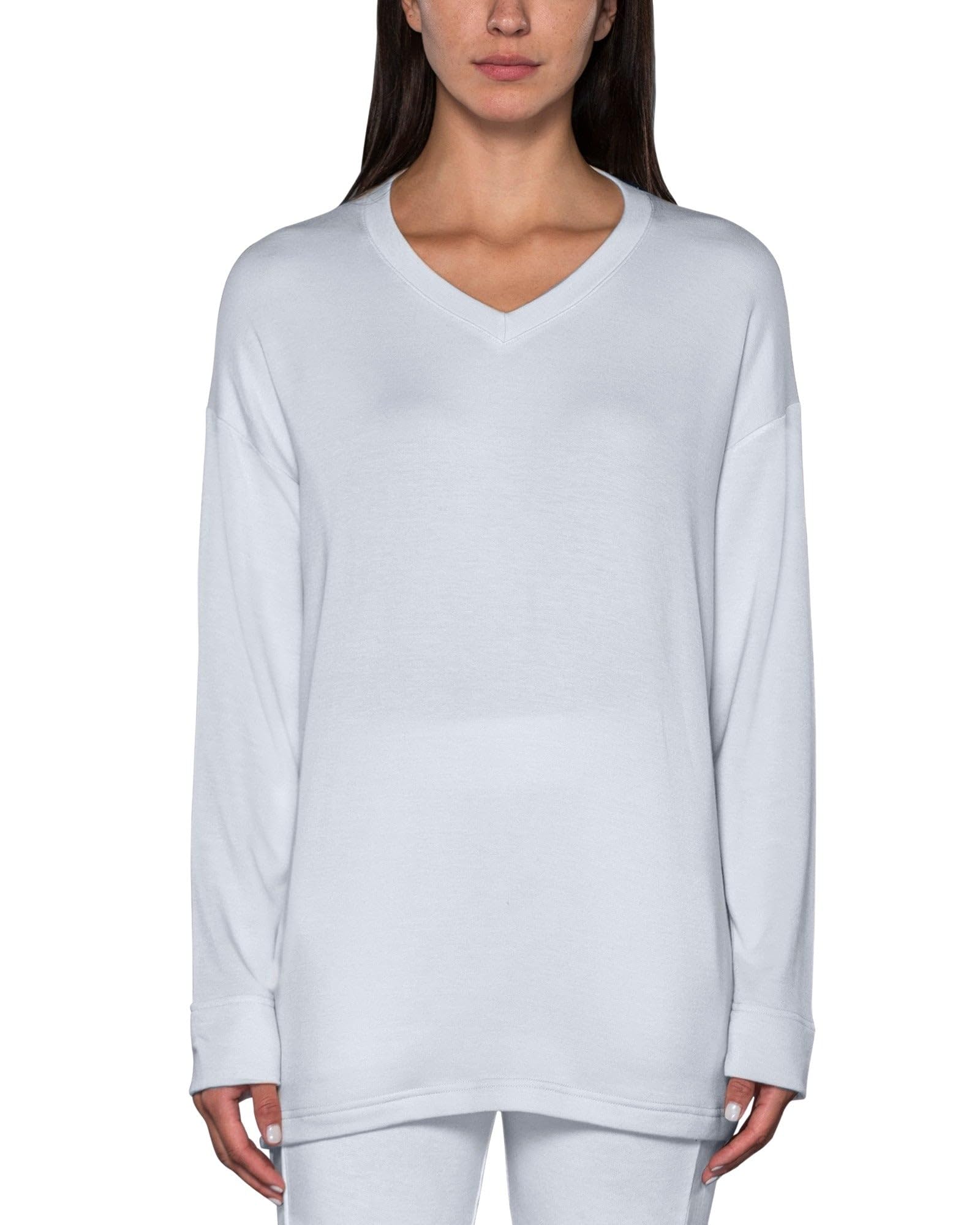 Oversized V-Neck Long Sleeve Modal Tee Relaxed Fit