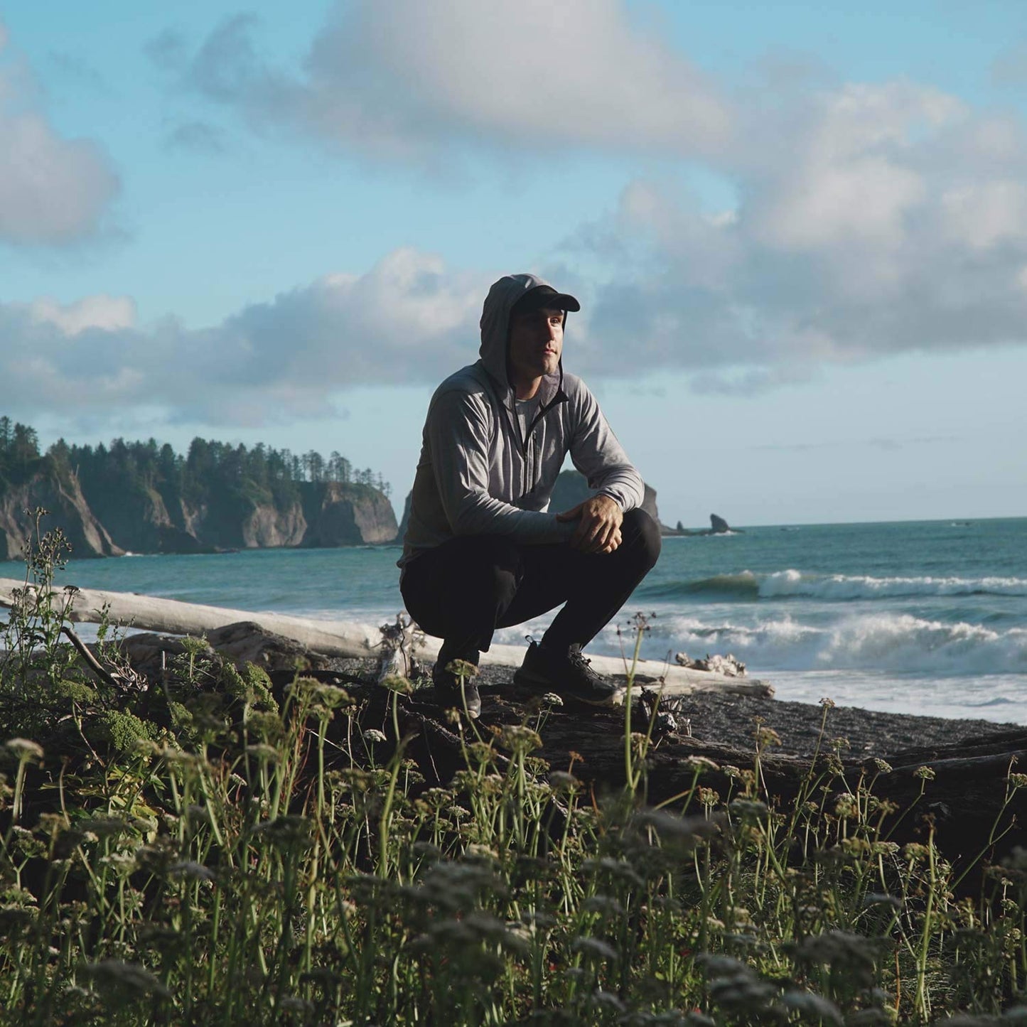 Men's Merino Wool Quarter Zip Sun Hoodie