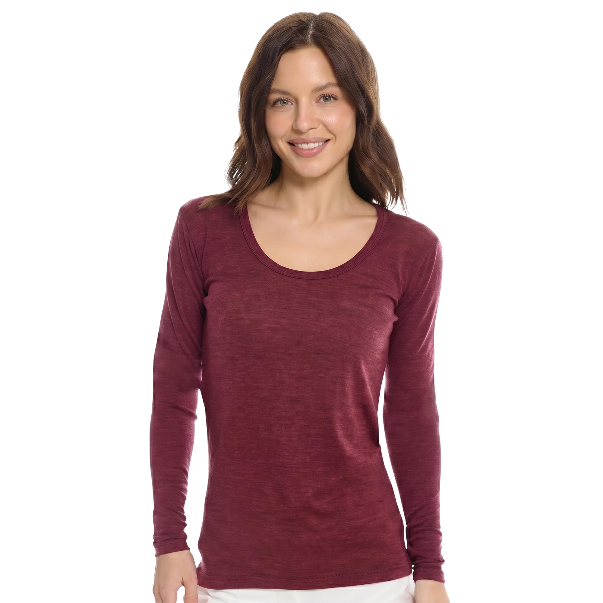 Women's Merino Wool Base Layer Long Sleeve Thermal Hiking Shirt