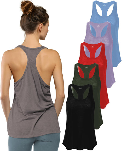 Women's Flowy Slub Racerback Workout Tank Tops Multipack