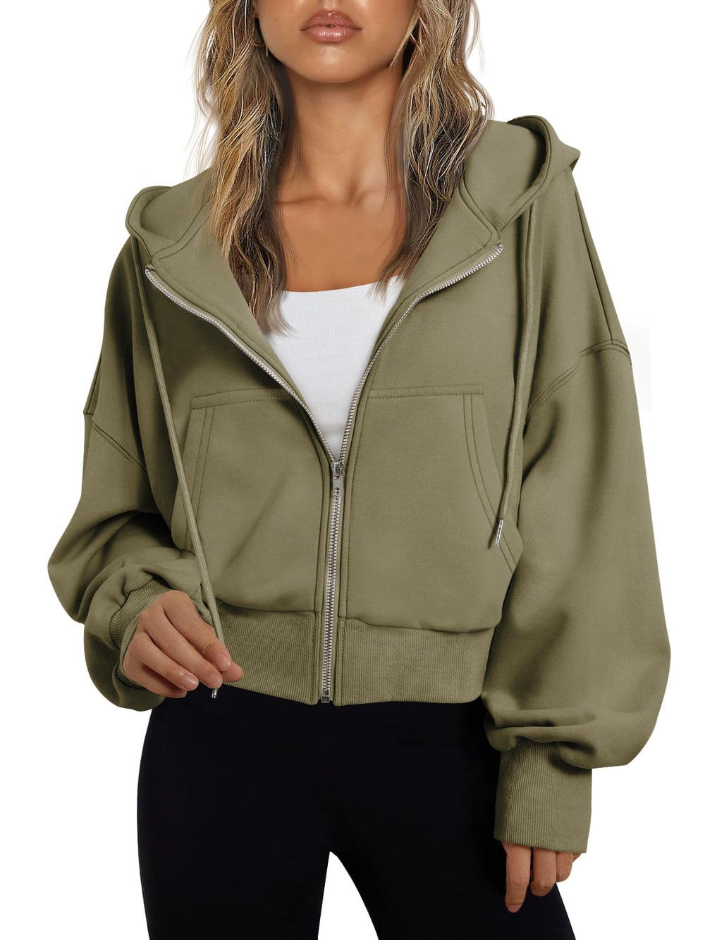Women's Cropped Zip Up Lightweight Hoodie Athletic Jacket