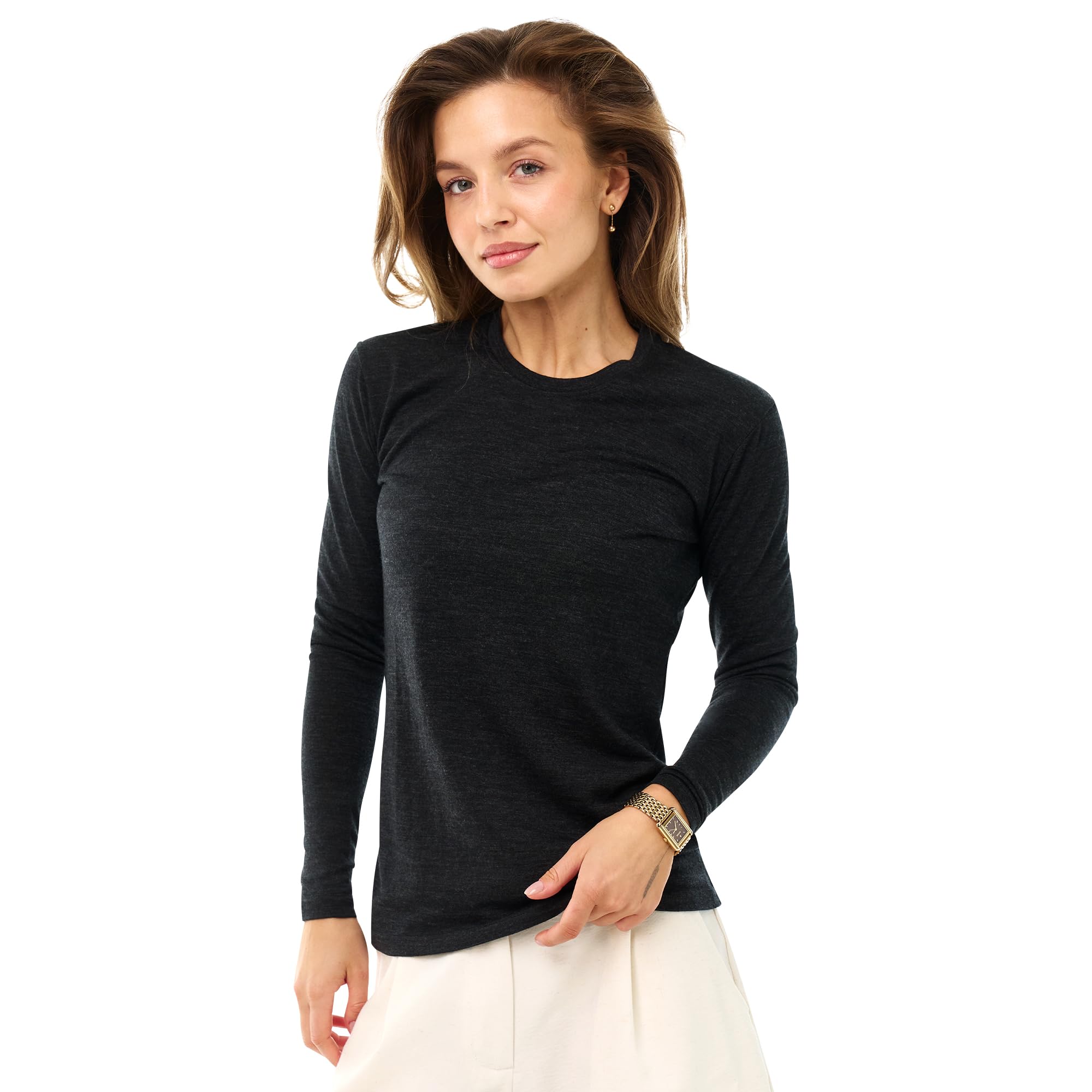 Women's Merino Wool Base Layer Long Sleeve Thermal Hiking Shirt