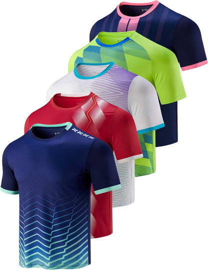 5-Pack Men's Quick Dry Athletic Crew Neck Workout T-Shirts
