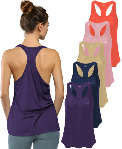 Women's Flowy Slub Racerback Workout Tank Tops Multipack