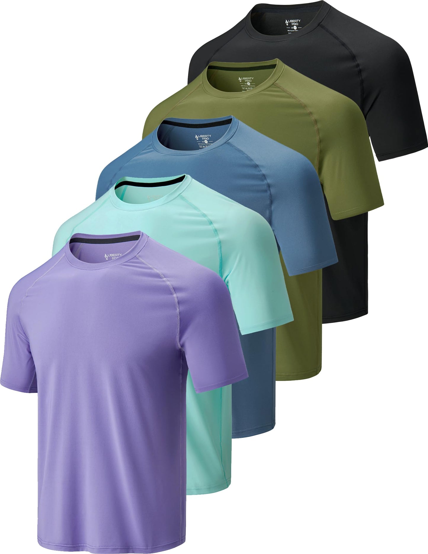 5-Pack Men's Quick Dry Athletic Crew Neck Workout T-Shirts