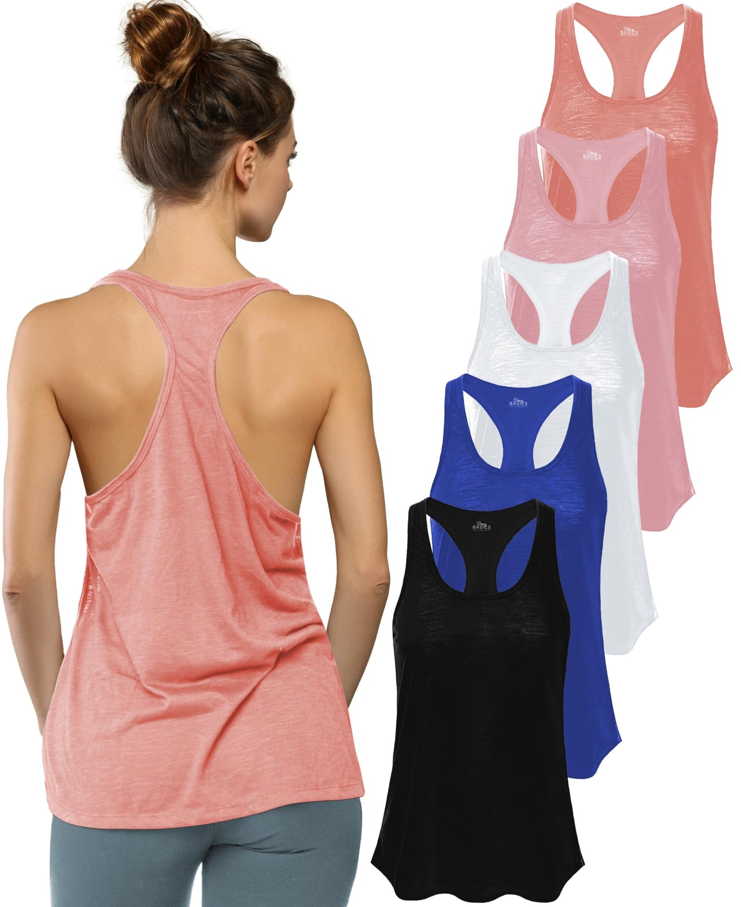 Women's Flowy Slub Racerback Workout Tank Tops Multipack