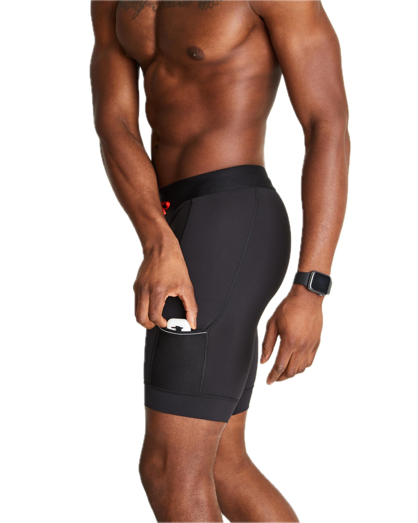 WOLACO Sprint Half Tight Compression Shorts with Phone Pocket for Men