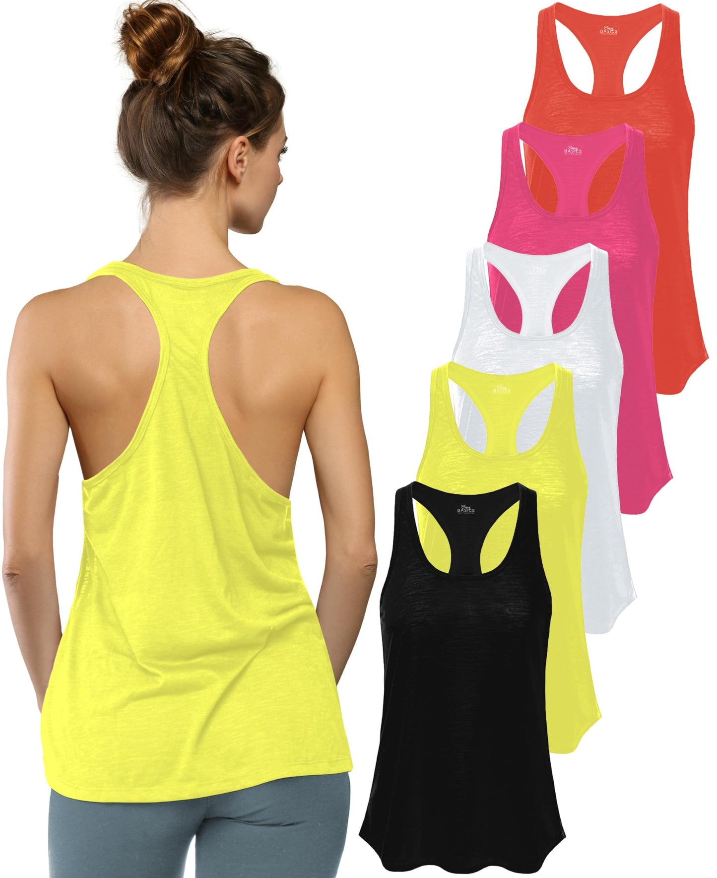 Women's Flowy Slub Racerback Workout Tank Tops Multipack