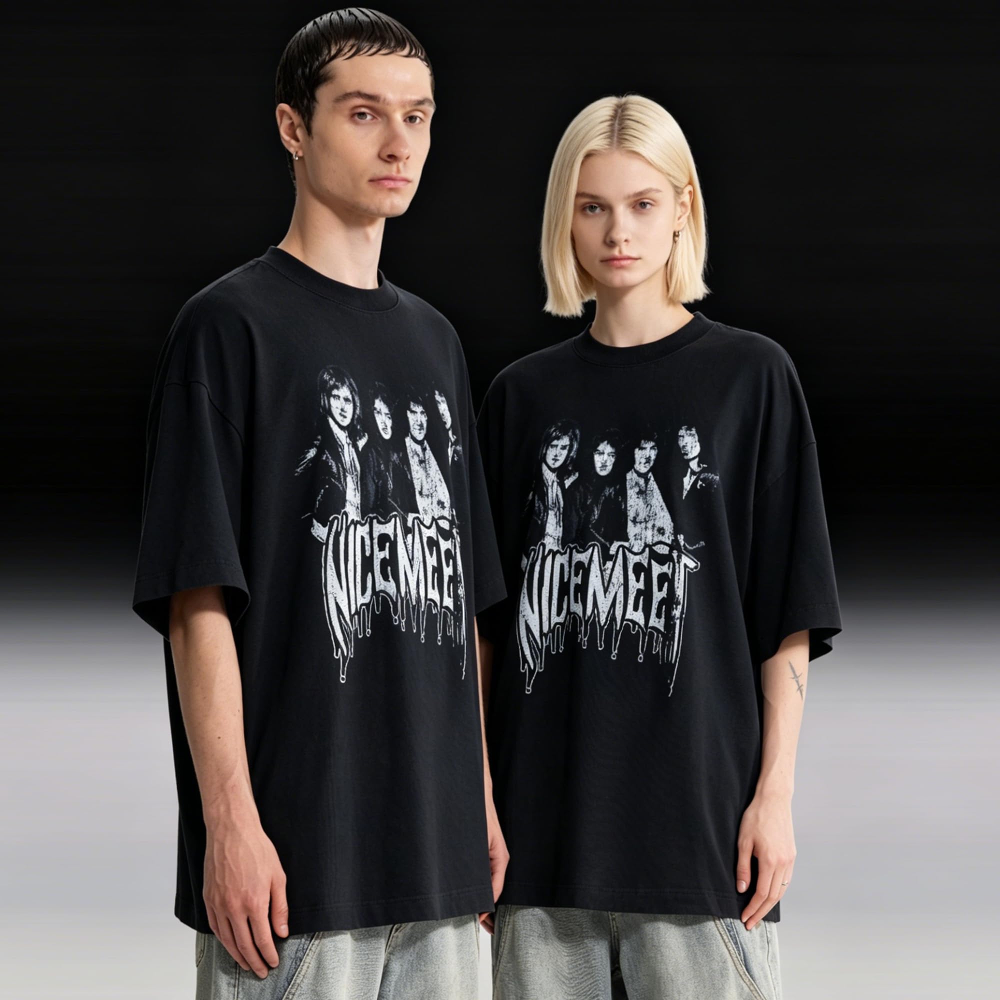 Oversized Unisex Graphic Embroidered Streetwear T-Shirt