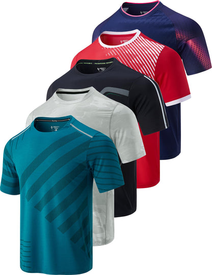 5-Pack Men's Quick Dry Athletic Crew Neck Workout T-Shirts