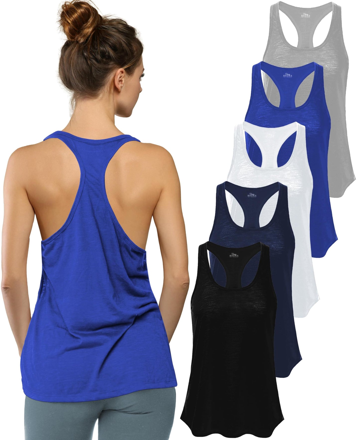 Women's Flowy Slub Racerback Workout Tank Tops Multipack
