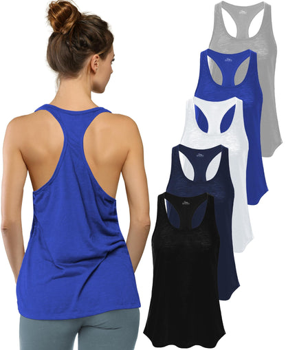Women's Flowy Slub Racerback Workout Tank Tops Multipack