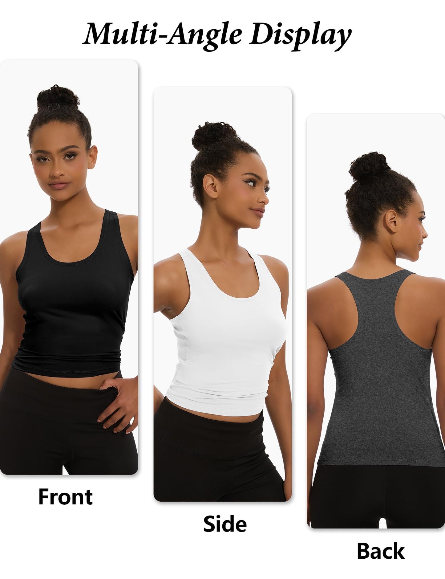 5-Pack Women's Racerback Workout Crop Tank Tops