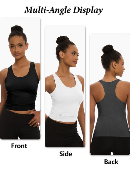 5-Pack Women's Racerback Workout Crop Tank Tops