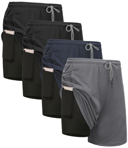 2-in-1 Lined Running Workout Shorts with Pockets