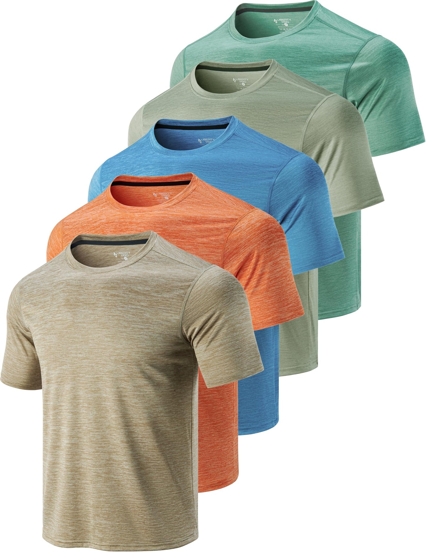 5-Pack Men's Quick Dry Athletic Crew Neck Workout T-Shirts