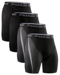 4 Packs Mens Running Compression Shorts Spandex Athletic Workout Gym Shorts Performance Base Layer Underwear Black
