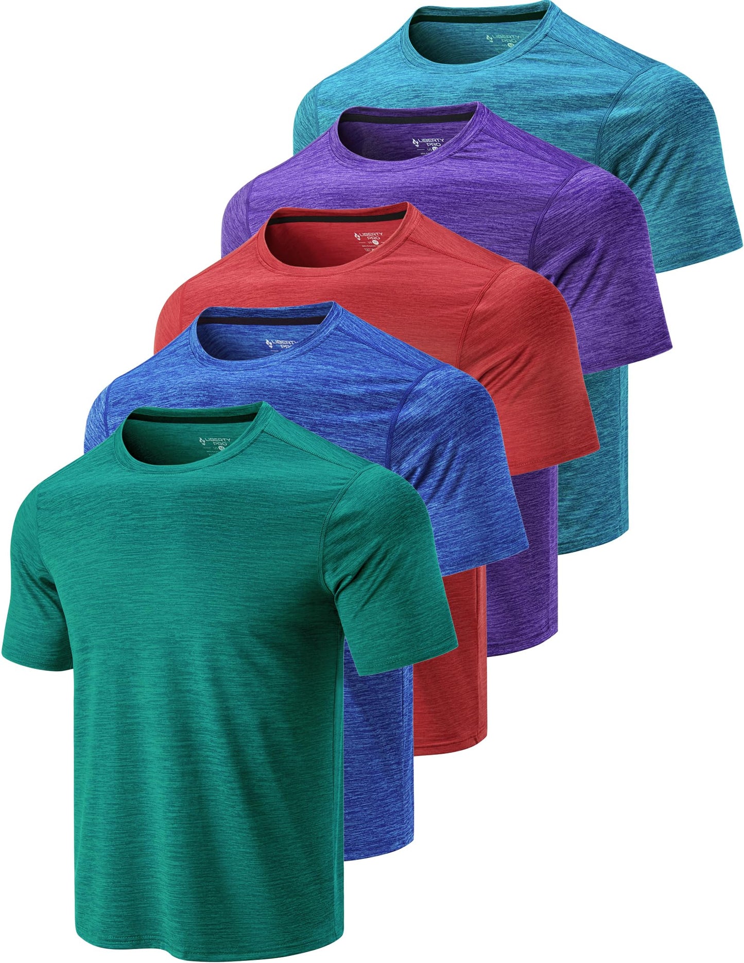 5-Pack Men's Quick Dry Athletic Crew Neck Workout T-Shirts