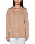 Oversized V-Neck Long Sleeve Modal Tee Relaxed Fit