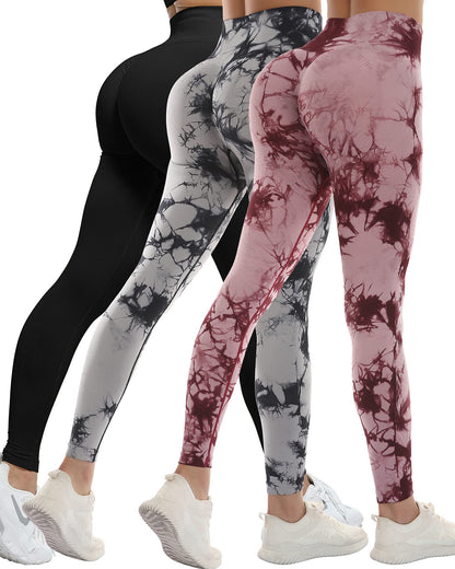 Women's Seamless Workout Leggings Set Butt Lifting 3-Piece