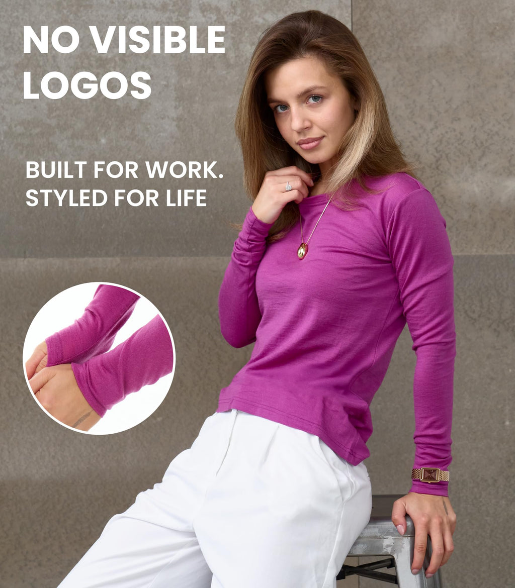 Women's Merino Wool Base Layer Long Sleeve Thermal Hiking Shirt