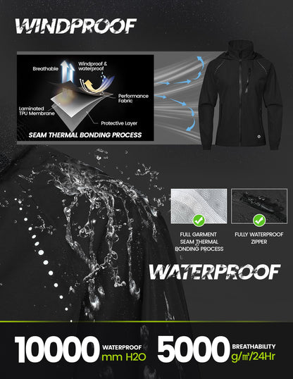 Waterproof Reflective Cycling Rain Jacket Hooded