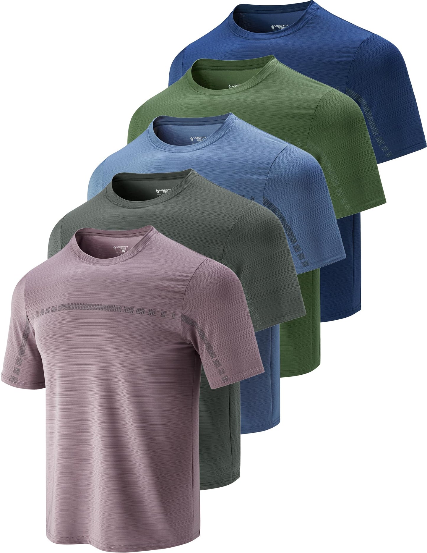 5-Pack Men's Quick Dry Athletic Crew Neck Workout T-Shirts