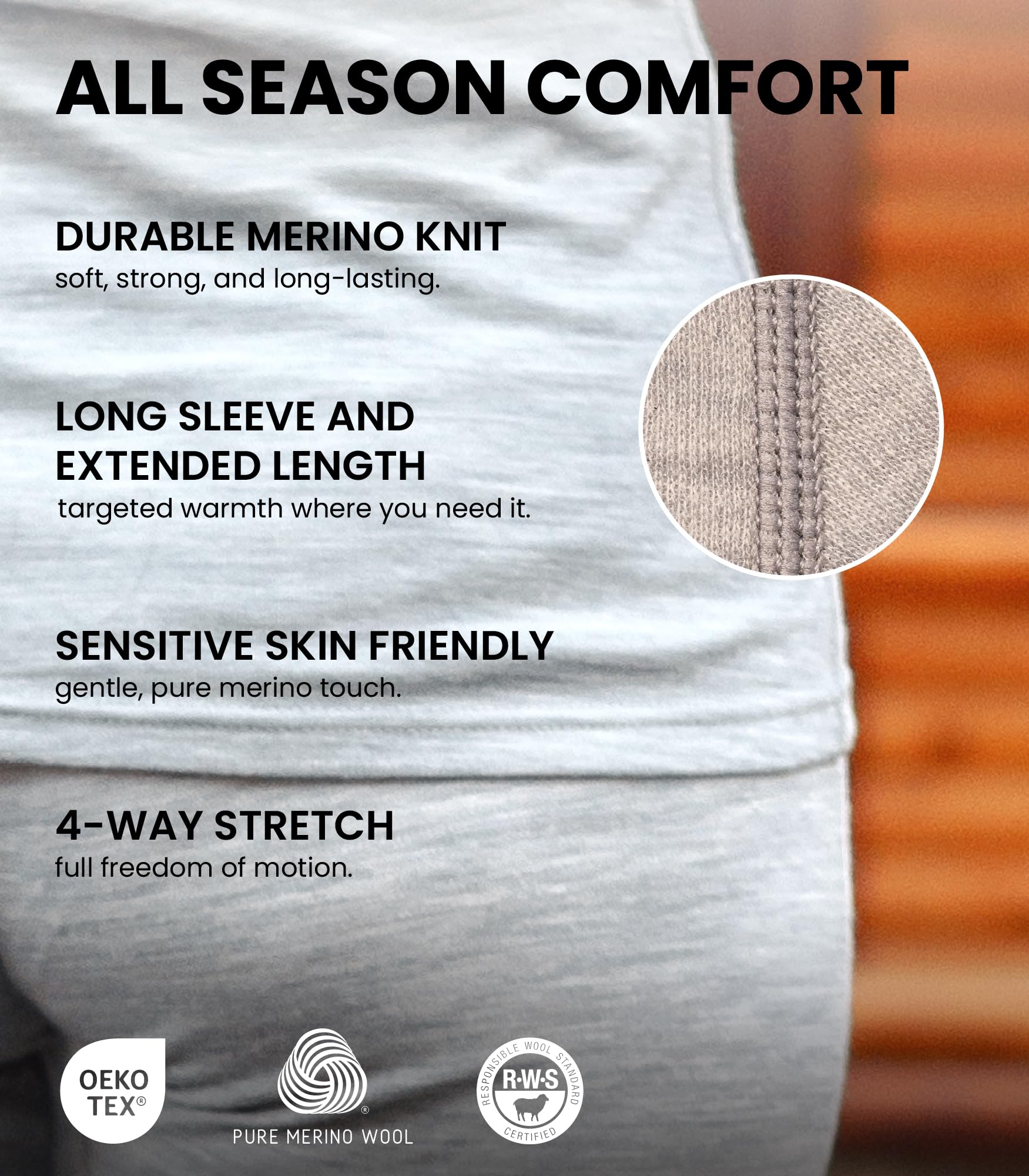 Women's Merino Wool Base Layer Thermal Set Top and Bottom