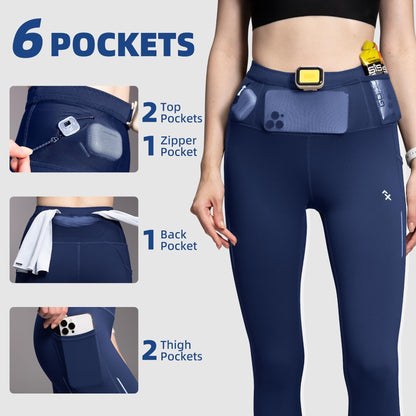 Women's High Waisted Yoga Leggings 6 Pockets Gym Compression Pants