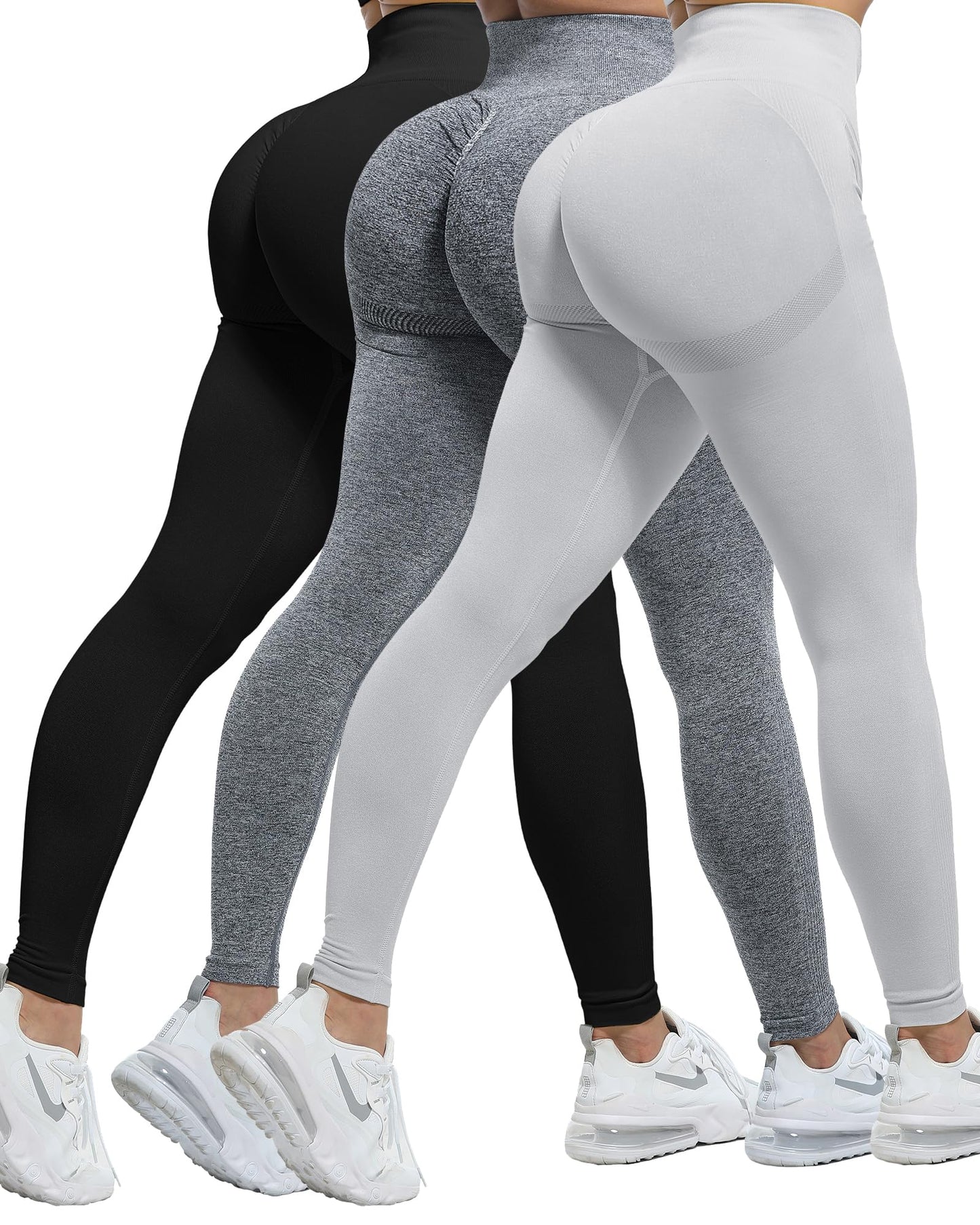 Women's Seamless Workout Leggings Set Butt Lifting 3-Piece
