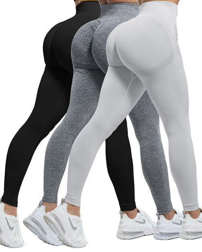 Women's Seamless Workout Leggings Set Butt Lifting 3-Piece