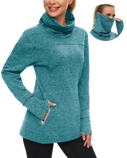 Women's Fleece Cowl Neck Running Pullover Sweatshirt
