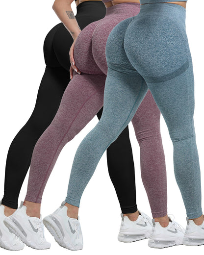 Women's Seamless Workout Leggings Set Butt Lifting 3-Piece