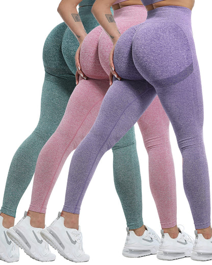 Women's Seamless Workout Leggings Set Butt Lifting 3-Piece