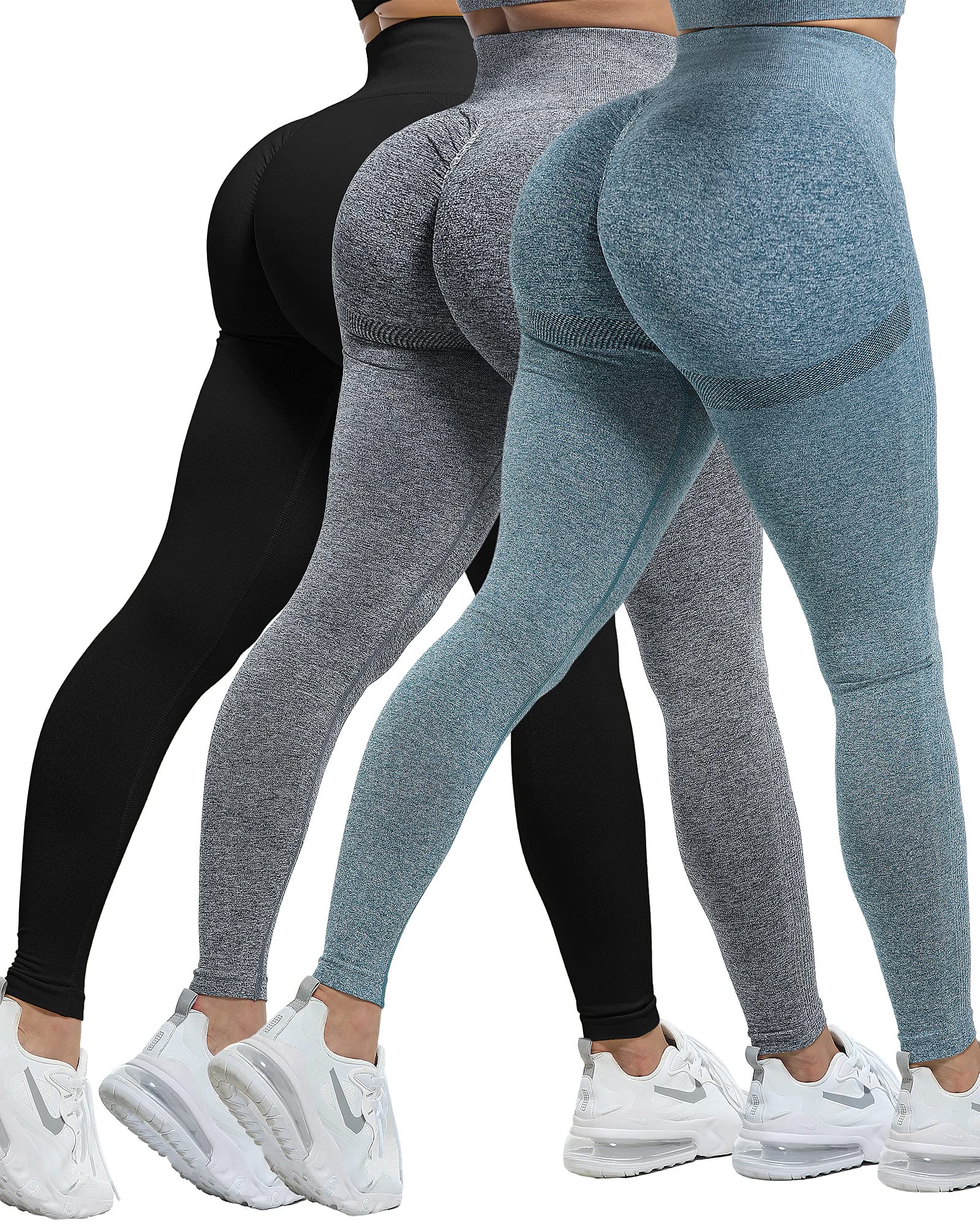 Women's Seamless Workout Leggings Set Butt Lifting 3-Piece